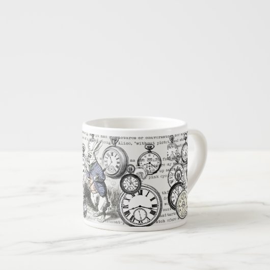 White Rabbit Alice in Wonderland Clocks Espresso Kop (Voorkant rechts)