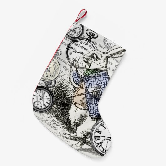 White Rabbit Alice in Wonderland Clocks Kleine Kerstsok (Voorkant (Hangend))