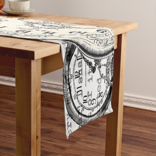 White Rabbit Alice in Wonderland Clocks Korte Tafelloper (Voorbeeld)