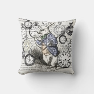 White Rabbit Alice in Wonderland Clocks Kussen