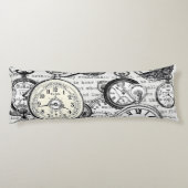 White Rabbit Alice in Wonderland Clocks Lichaamskussen (Achterkant)