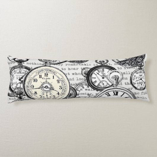 White Rabbit Alice in Wonderland Clocks Lichaamskussen (Achterkant)