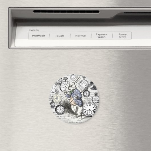 White Rabbit Alice in Wonderland Clocks Magneet (Insitu (Vaatwasser))