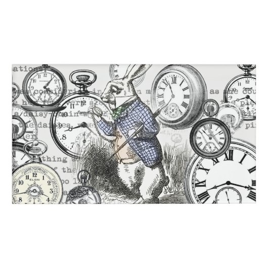 White Rabbit Alice in Wonderland Clocks Naambadge (Voorkant)