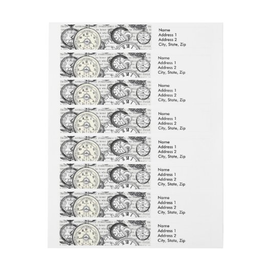 White Rabbit Alice in Wonderland Clocks Omwikkelbaar Adreslabel (Vel)