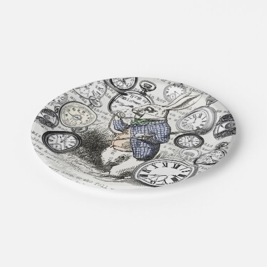 White Rabbit Alice in Wonderland Clocks Papieren Bordje (Gekanteld)