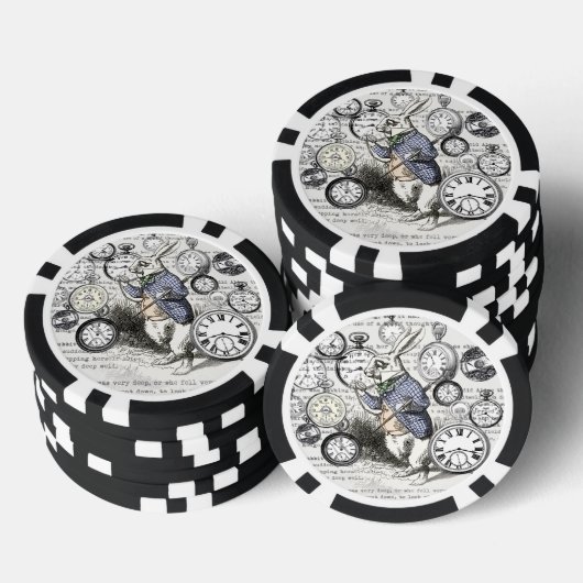White Rabbit Alice in Wonderland Clocks Poker Chips (Opstapeling)