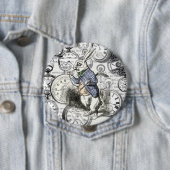 White Rabbit Alice in Wonderland Clocks Ronde Button 4,0 Cm (In situ)