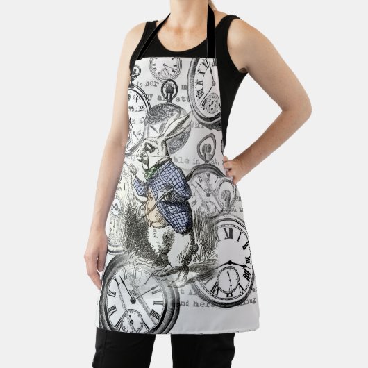 White Rabbit Alice in Wonderland Clocks Schort (Insitu)
