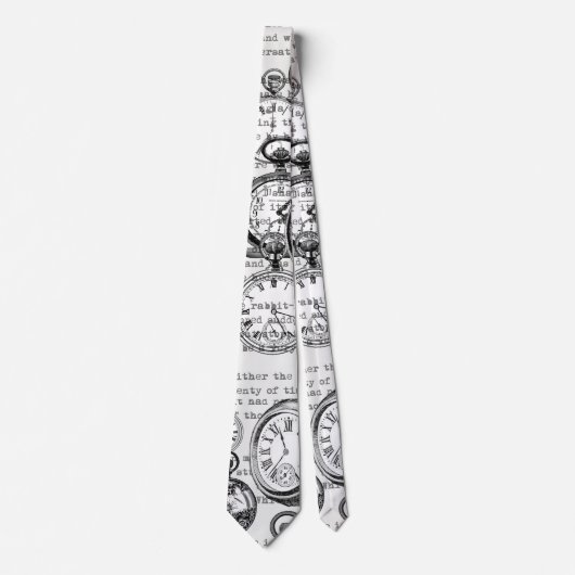 White Rabbit Alice in Wonderland Clocks Stropdas (Voorkant)