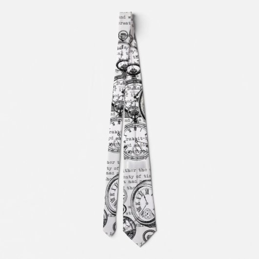 White Rabbit Alice in Wonderland Clocks Stropdas (Achterkant)