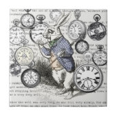 White Rabbit Alice in Wonderland Clocks Tegeltje (Voorkant)