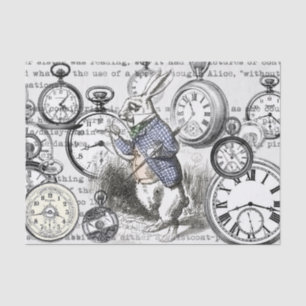 White Rabbit Alice in Wonderland Clocks Tissuepapier