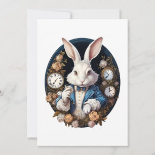 White Rabbit Alice in Wonderland Horloges en rozen Kaart