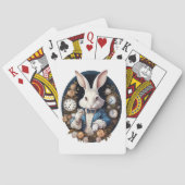 White Rabbit Alice in Wonderland Horloges en rozen Pokerkaarten (Achterkant)