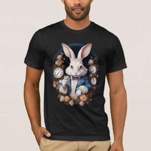 White Rabbit Alice in Wonderland Horloges en rozen T-shirt