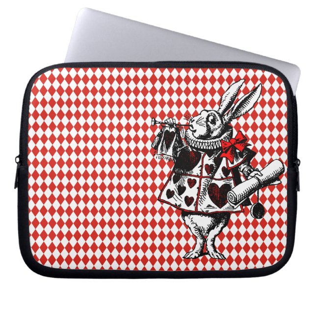 White Rabbit Alice in Wonderland Laptop Sleeve (Voorkant)