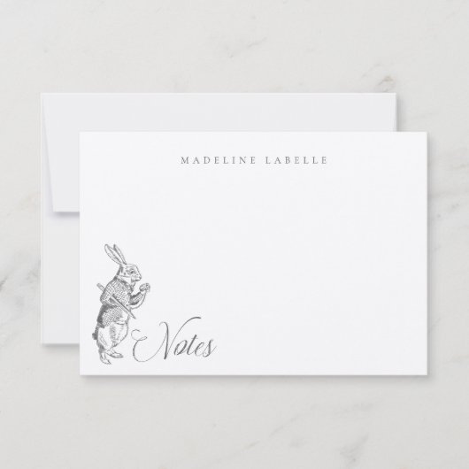 White Rabbit  Alice in Wonderland Naam Notitiekaartje (Voorkant)