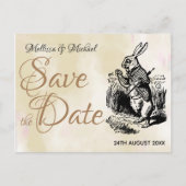 White Rabbit Alice in Wonderland Save the Date Briefkaart (Voorkant)