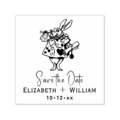 White Rabbit Alice in Wonderland Save the Date Zelfinktende Stempel (Design)