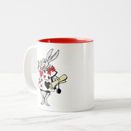 White Rabbit Alice in Wonderland Tweekleurige Koffiemok (Voorkant links)