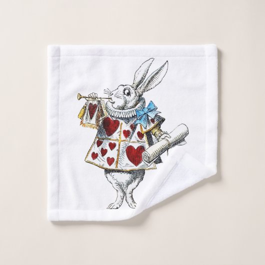 White Rabbit Alice Wonderland Hearts (Gant de toilette)