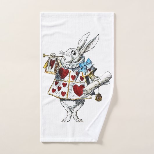 White Rabbit Alice Wonderland Hearts Bad Handdoek (Handdoek)