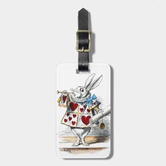 White Rabbit Alice Wonderland Hearts Bagagelabel (Voorkant verticaal)