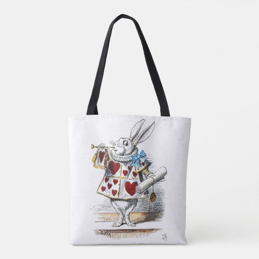 White Rabbit Alice Wonderland Hearts Draagtas (Achterkant)