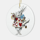 White Rabbit Alice Wonderland Hearts Keramisch Ornament (Links)