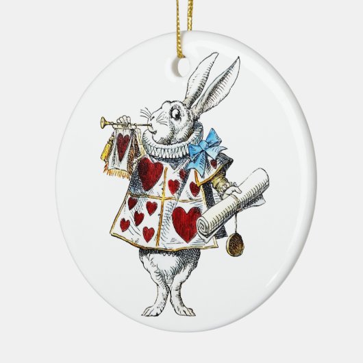 White Rabbit Alice Wonderland Hearts Keramisch Ornament (Links)
