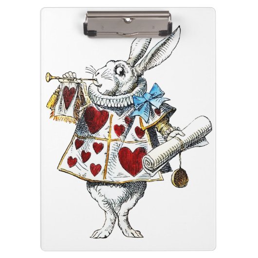 White Rabbit Alice Wonderland Hearts Klembord (Voorkant)