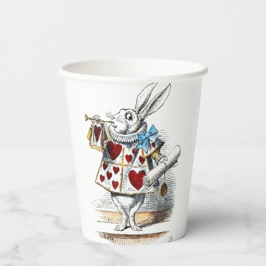 White Rabbit Alice Wonderland Hearts Papieren Bekers (Achterkant)