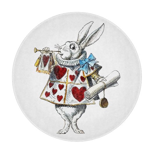 White Rabbit Alice Wonderland Hearts Snijplank (Voorkant)