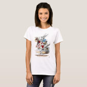 White Rabbit Alice Wonderland Hearts T-shirt (Voorkant volledig)