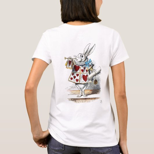White Rabbit Alice Wonderland Hearts T-shirt (Achterkant)