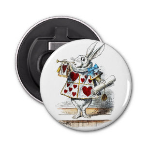 White Rabbit Alice Wonderland Hearts Tas Button Flesopener