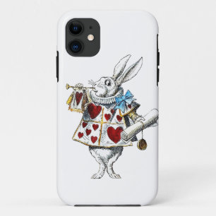 White Rabbit Alice Wonderland Hearts Tas iPhone 11 Hoesje