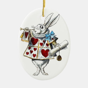 White Rabbit Alice Wonderland Hearts Tas Keramisch Ornament