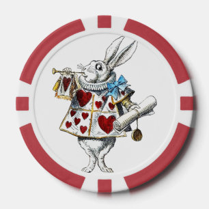 White Rabbit Alice Wonderland Hearts Tas Poker Chips