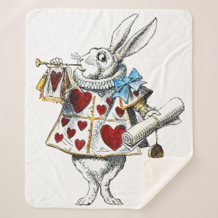 White Rabbit Alice Wonderland Hearts Tas Sherpa Deken
