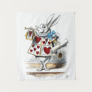 White Rabbit Alice Wonderland Hearts Tas Wandkleed