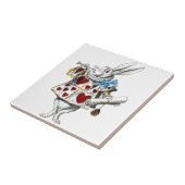 White Rabbit Alice Wonderland Hearts Tegeltje (Zijkant)