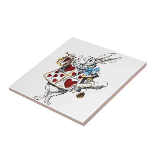 White Rabbit Alice Wonderland Hearts Tegeltje (Zijkant)