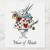 White Rabbit Alice Wonderland Hearts Wijn Etiket (Enkel label)