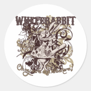 White Rabbit Carnivale Style Ronde Sticker