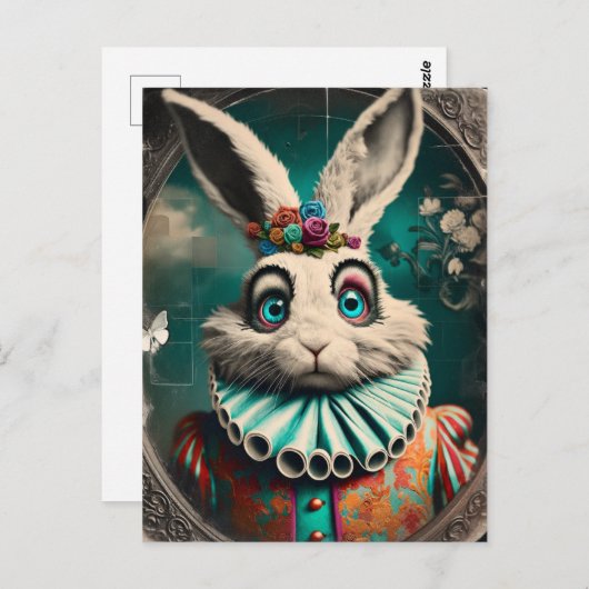 White Rabbit Clown Briefkaart (Voorkant / Achterkant)