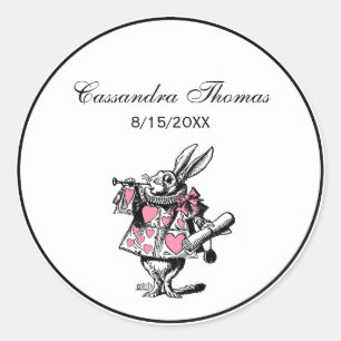 White Rabbit Court Trumpeter Alice in Wonderland P Ronde Sticker