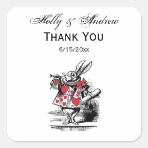 White Rabbit Court Trumpeter Alice in Wonderland Vierkante Sticker