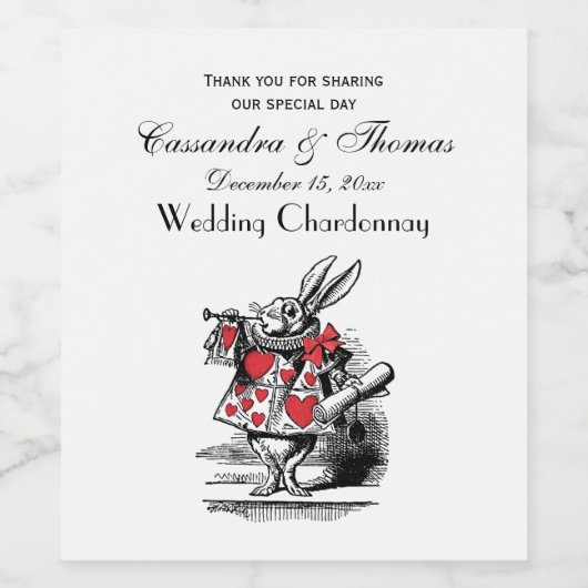 White Rabbit Court Trumpeter Alice in Wonderland Wijn Etiket (Enkel label)